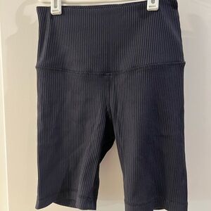 Women's Athletic Navy Ribbed Shorts